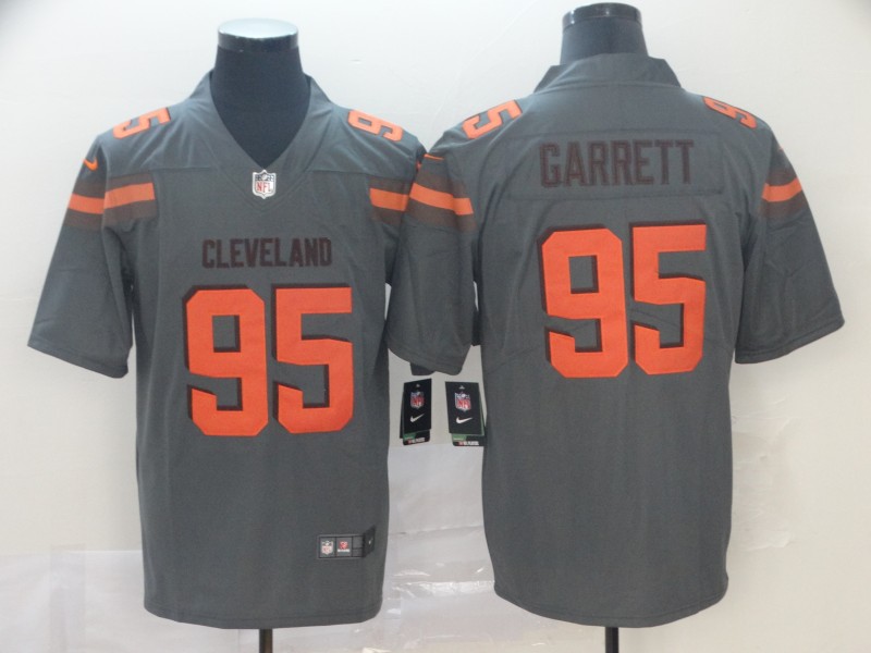 Men's Cleveland Browns #95 Myles Garrett Gray Inverted Legend Stitched NFL Jersey